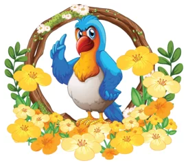  Cheerful Blue Bird Among Yellow Flowers © GraphicsRF