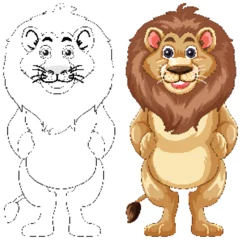  Cartoon Lion Illustration with Outline © GraphicsRF
