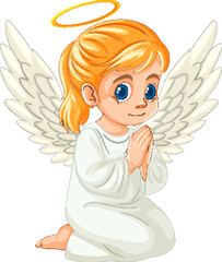 Kneeling Angel with Golden Hair and Halo