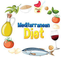 Mediterranean Diet Food Elements Illustration