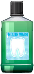 Green Mouthwash Bottle Vector Illustration