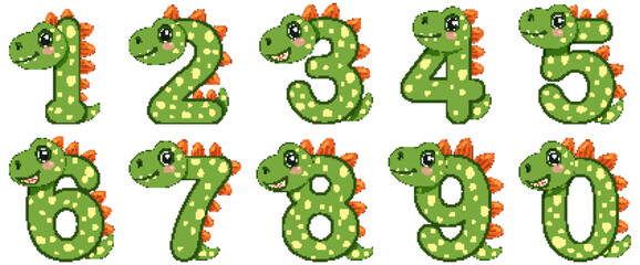 Dinosaur-Themed Number Illustration for Kids