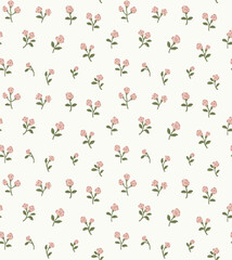illustration pink vintage tiny floral pattern