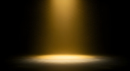 Golden spotlight on a dark stage