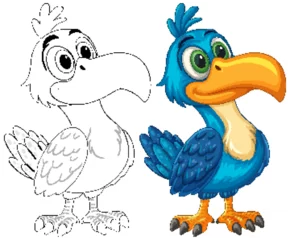  Colorful Cartoon Hornbill Illustration with Outline © GraphicsRF