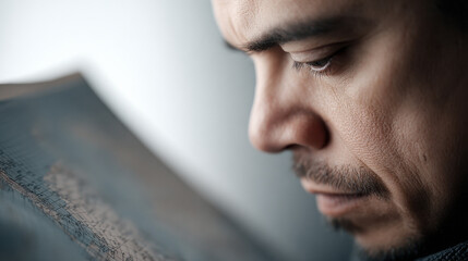 portrait of thoughtful expediter on left side of frame holding map