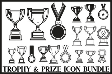 Trophy Cup and Medal Icon Set