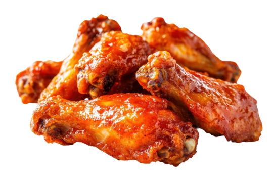 Delicious buffalo chicken wings piled high on a white surface, perfect for game day or casual gatherings with friends and family