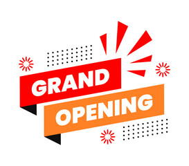 Grand Opening Red And Orange Ribbon Banner. For Icon, Logo, Label, Seal, Tag, Sign, Symbol, Badge, Stamp, Flyer, Sticker, Emblem, Badges, Labels, Poster.
Vector Illustration