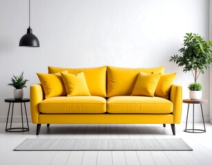 Yellow sofa in a bright room