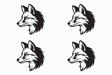 wild fox head vector badge, forest animal silhouette, line art illustration, sleek logo design, tribal graphic