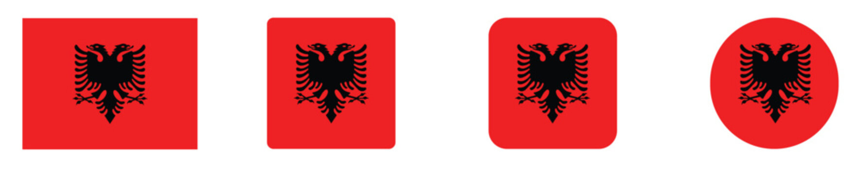 Albania or AL flag icon set. Albania or AL flag icon. Albania or AL country Flags.	