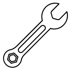 Outline Wrench Icon in Vector Style