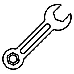 Outline Wrench Icon in Vector Style