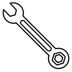Outline Wrench Icon in Vector Style