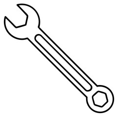 Outline Wrench Icon in Vector Style