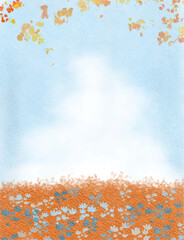 orange blue colorful abstract illustration, background, wallpaper, card invitation design