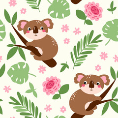 Tropical koala pattern for kids © rosypatterns