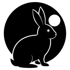 Moonlit Rabbit Silhouette