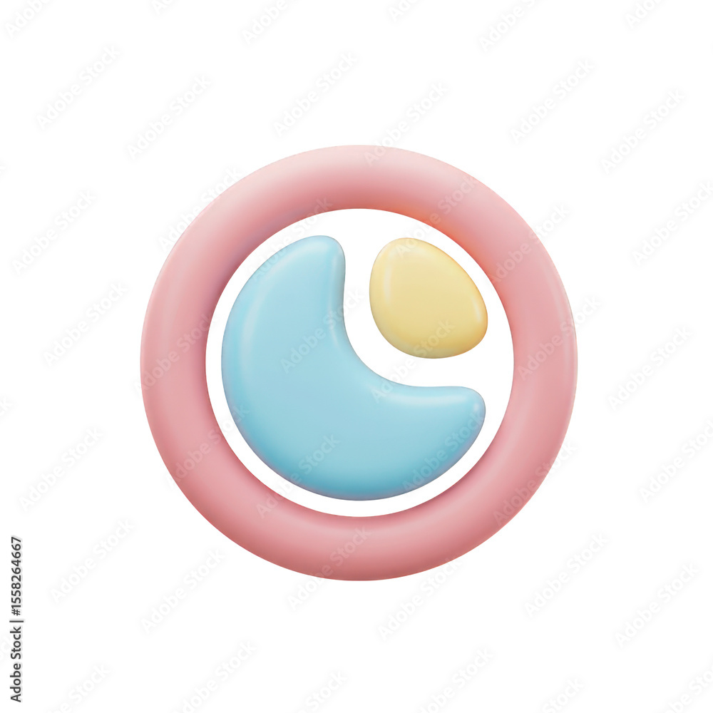 Fototapete abstract 3d rendered pastel shapes circle design isolated on transparent background