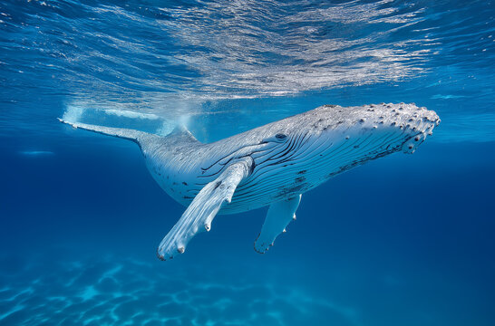 Photo of a humpback whale swimming in the ocean