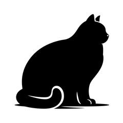 cat black and white vector illustration, isolated on white background
