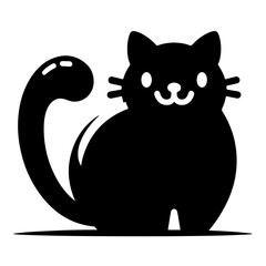 cat black and white vector illustration, isolated on white background