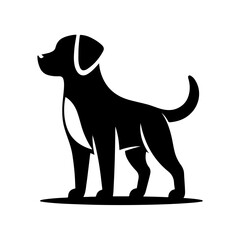 dog black and white vector illustration, isolated on white background