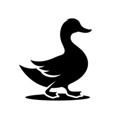 duck black and white vector illustration, isolated on white background