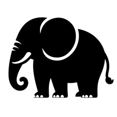 elephant black and white vector illustration, isolated on white background