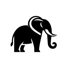elephant black and white vector illustration, isolated on white background