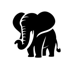 elephant black and white vector illustration, isolated on white background