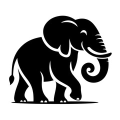elephant black and white vector illustration, isolated on white background