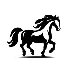 horse black and white vector illustration, isolated on white background