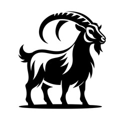 goat black and white vector illustration, isolated on white background