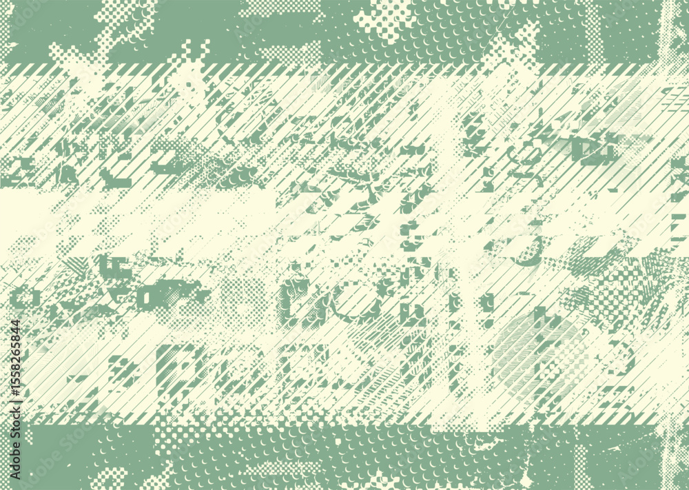 Leinwandbilder Glitch distorted geometric shape . Noise destroyed logo . Trendy defect error shapes . Glitched frame .Grunge textured . Distressed effect .Vector shapes with a halftone dots screen print texture. 