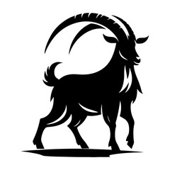 goat black and white vector illustration, isolated on white background