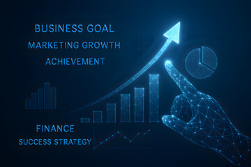 Strategic Finance Growth: An ethereal human hand guides a dynamic graph skyward, illustrating business goals and marketing growth in an image of finance and success strategy.