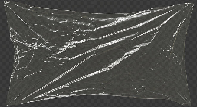 Transparent Plastic Wrap Texture Overlays with Crinkles and Light Reflection