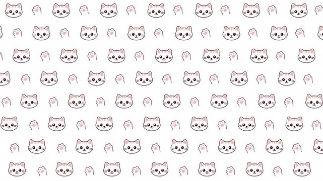 seamless animated loop background featuring cute minimalist cat illustrations. Perfect for kids content, pet-themed videos, kawaii visuals, or social media backgrounds with a playful vibes