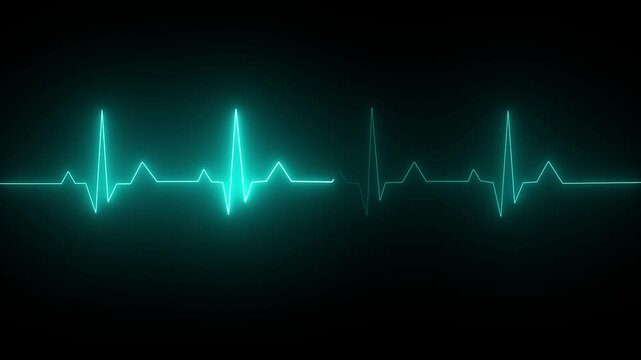 Teal Neon ECG Pulse Line Animation – Representing Heartbeat, Vital Signs, and Medical Monitoring in a Modern Minimal.video animation .