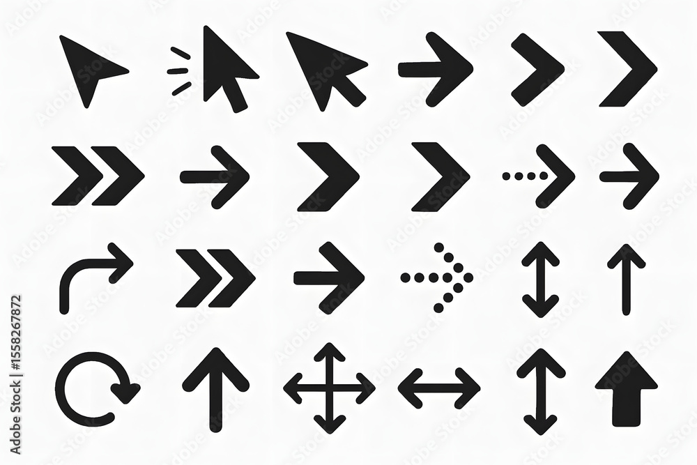 Poster arrows and cursors set: a diverse set of arrow and cursor symbols, perfectly suited for use in graph