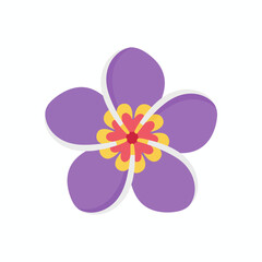 Fototapeta premium Vibrant purple exotic blossom illustration in modern flat style graphic design perfect for summer projects and tropical nature concepts featuring colorful petals and bright