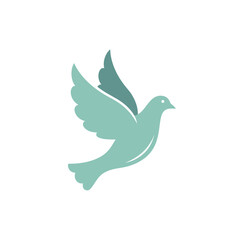 Obraz premium Elegant abstract vector illustration of a flying dove bird in shades of teal a modern graphic symbol representing peace freedom hope and spiritual ascent