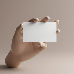 Obraz premium 3D hand holding blank business card