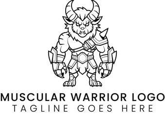 Muscular Warrior Logo Powerful Mascot Design for Fitness Brands
