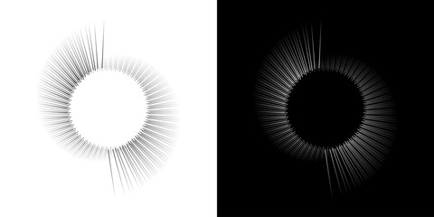 Dynamic abstract spiral sound wave rhythm lines. Circular spiral sound wave rhythm of lines. Circular futuristic abstract lines, black and white background.