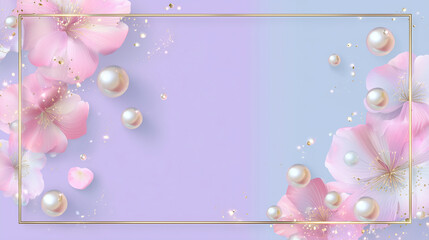 Cute background wallpaper with pink flowers and pearls
