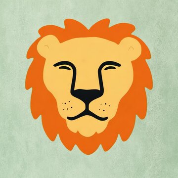 Cartoon lion face illustration animation isolated asset, transparent 4K video, alpha channel, ProRes 4444