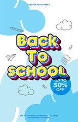 Back to school vertical banner editable text effect banner template